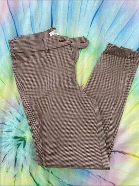 LOFT Brown and White Micro-Check Skinny Pants Lot 6